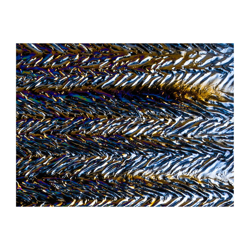 Black, Granite, Herringbone Ripple, Iridescent Rainbow Opaque Bullseye Sheet 100 3MM