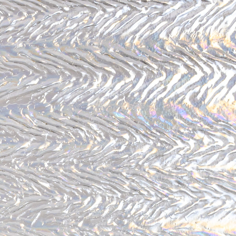 Clear, Herringbone, Rainbow Iridescent Transparent Bullseye Sheet 1101 3MM