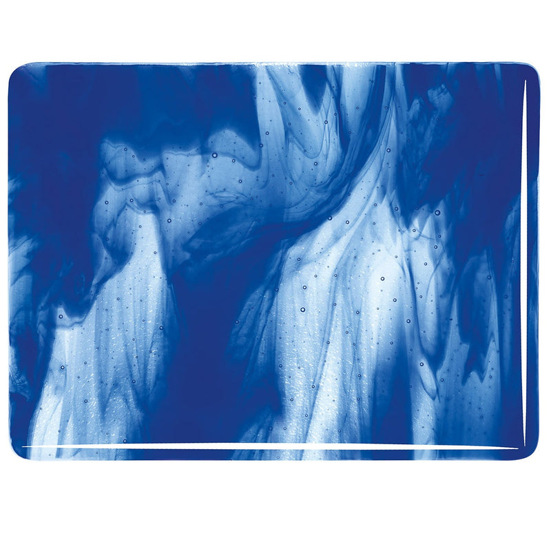 Clear, Deep Cobalt Blue Opal Streaky Bullseye Sheet 2047 3MM