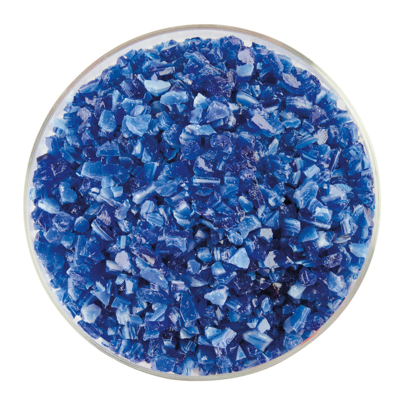 Caribbean Blue White Streaky Bullseye Coarse Frit 2164