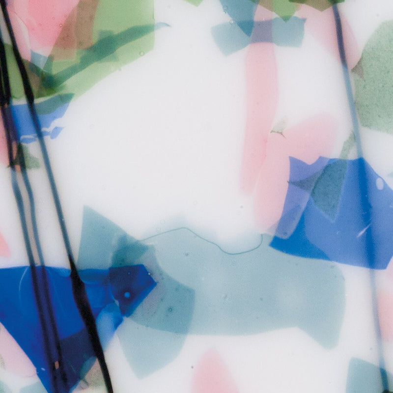 Spring: Blue, Green, Aqua and Pink on White Lacy White Base Collage Bullseye Sheet 4010 3MM