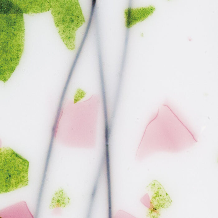 Spring Green and Deep Pink on White Lacy White Base Collage Bullseye Sheet 4014 3MM