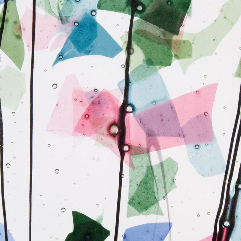 SPRING: Blue, Green, Aqua, and Pink on Clear Base Collage Bullseye Sheet 4110 3MM