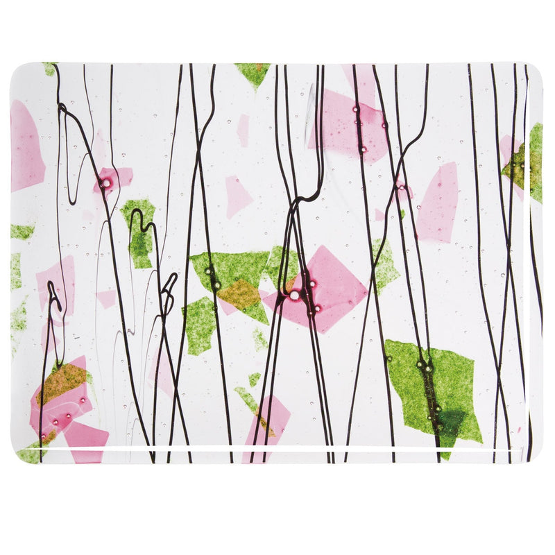 Spring Green and Deep Pink on Clear Base Collage Bullseye Sheet 4114 3MM