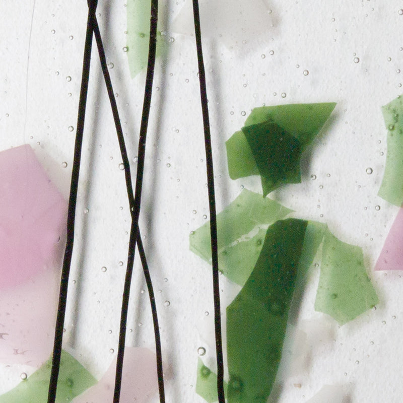 Light Pink, Green, and White on Clear Base Collage Bullseye Sheet 4116 3MM