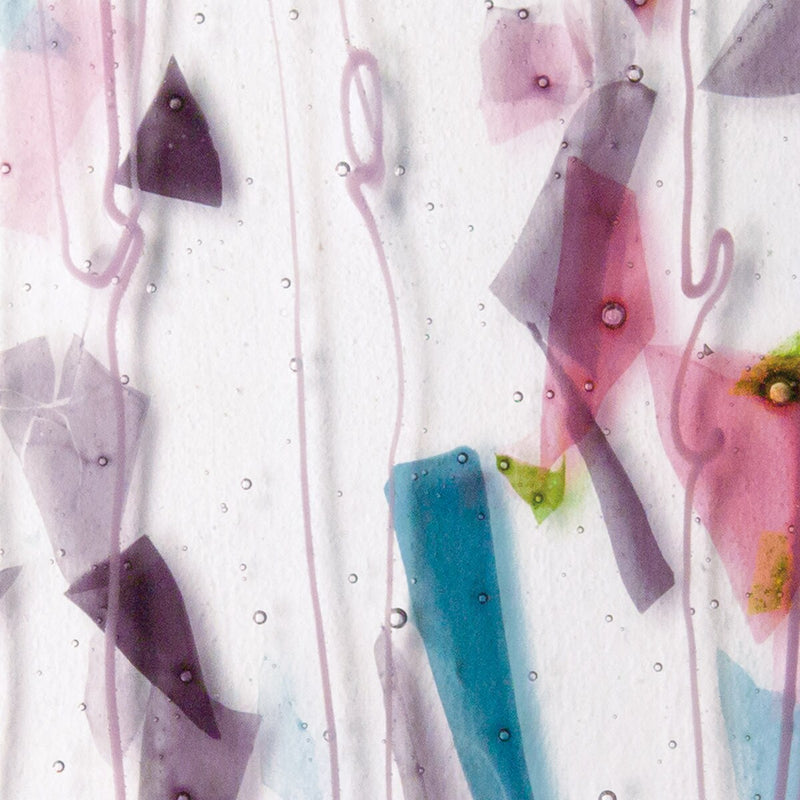 Deep Pink, Plum, Spring Green, Aqua (with Pink Streamers) on Clear Base Collage Bullseye Sheet 4128 3MM