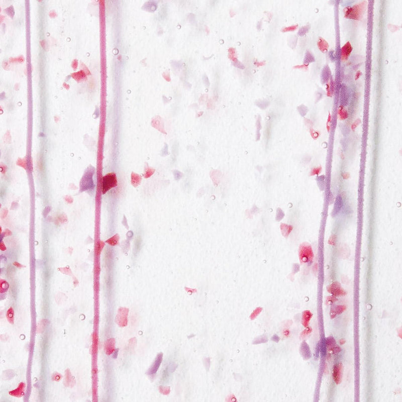 Cranberry and Purple Frit, Cranberry and Purple Streamers Clear Base Collage Bullseye Sheet 4234 3mm Full Sheet