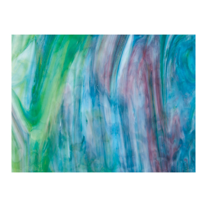 White Turquoise Lime Green Gold Pink Mottle Mix Bullseye Sheet 6446 3MM