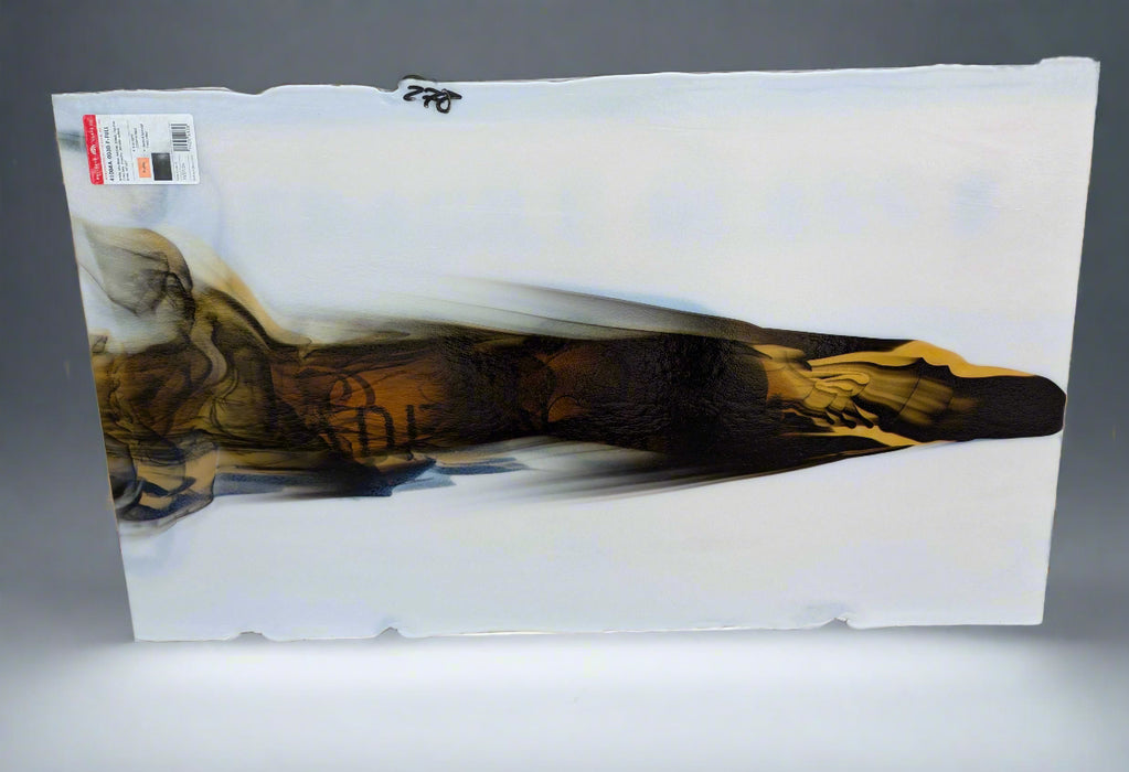 Bullseye Glascadia: White Opaque, Medium Amber Transparent, Black Opaque Bullseye Sheet 41004A 3MM