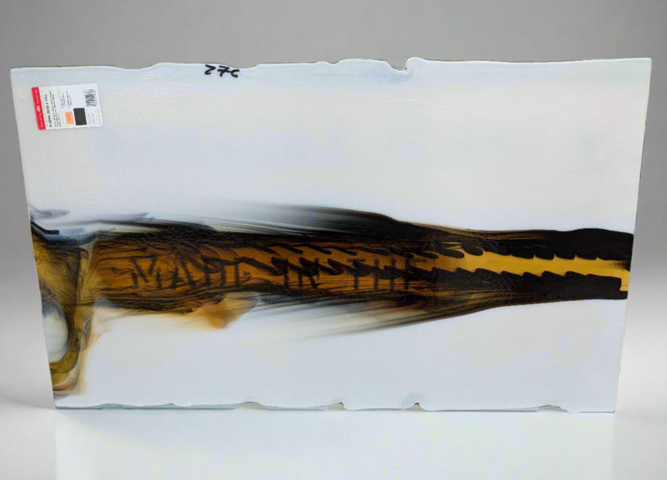 Bullseye Glascadia: White Opaque, Medium Amber Transparent, Black Opaque Bullseye Sheet 41004A 3MM