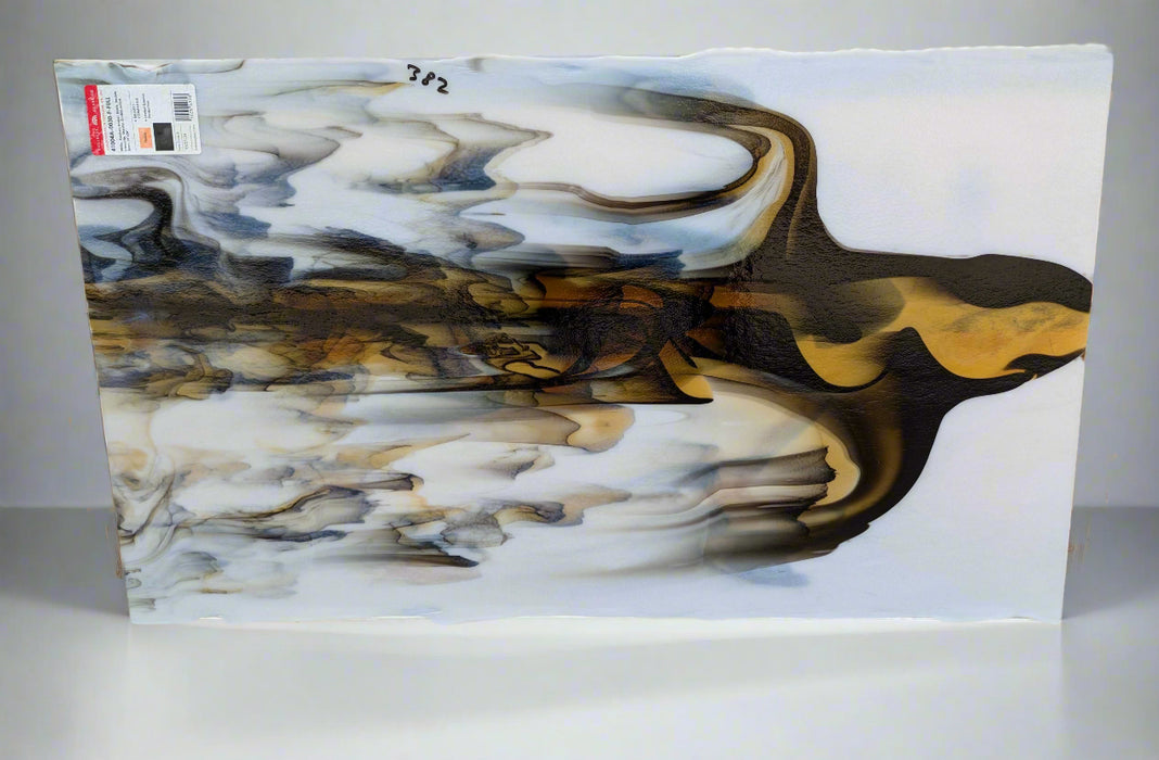 Bullseye Glascadia: White Opaque, Medium Amber Transparent, Black Opaque Bullseye Sheet 41004A 3MM