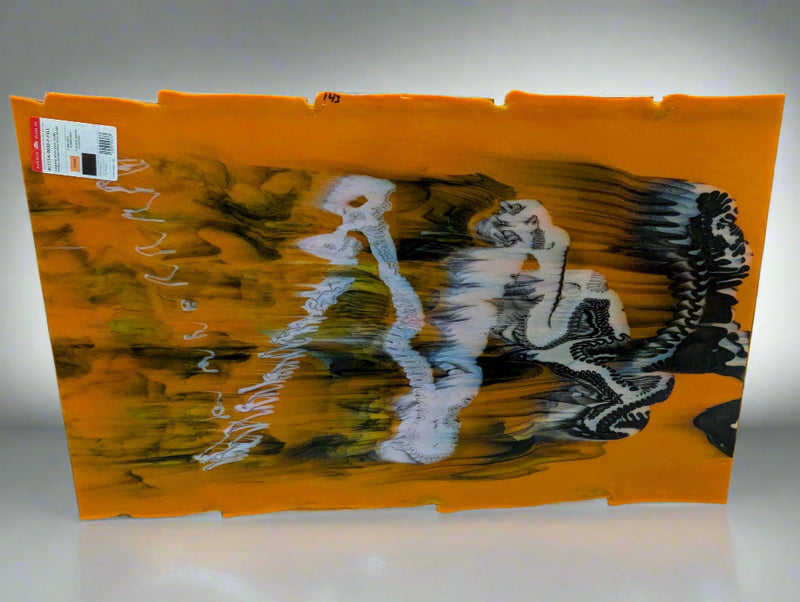 Bullseye Glascadia: Tangerine, White, Black Opaque Bullseye Half Sheet 41111A