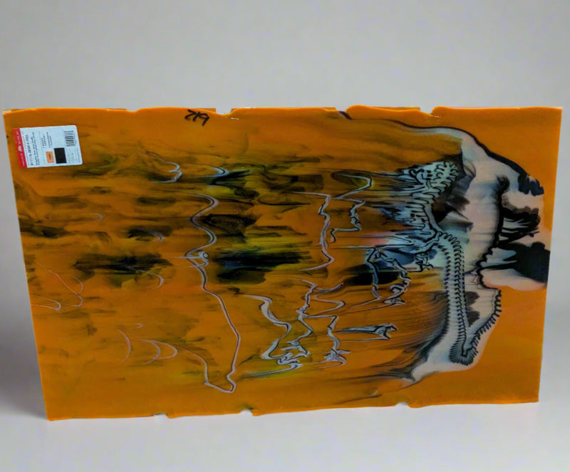 Bullseye Glascadia: Tangerine, White, Black Opaque Bullseye Half Sheet 41111A