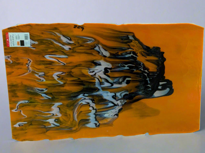 Bullseye Glascadia: Tangerine, White, Black Opaque Bullseye Half Sheet 41111A