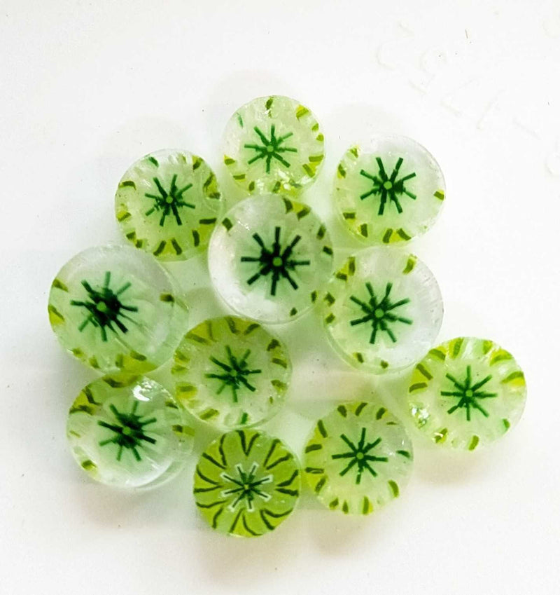 Lime Chrysanthemum - Flowers Millefiori Murrine Tabitha's Emporium COE096