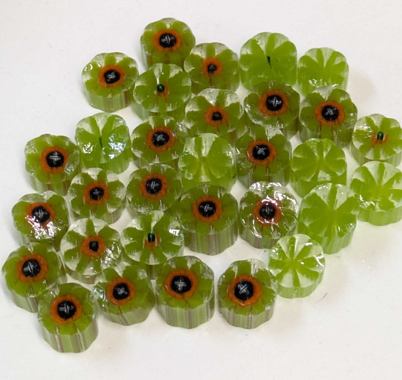 Green - Flower Millefiori Murrine Tabitha's Emporium Float Glass
