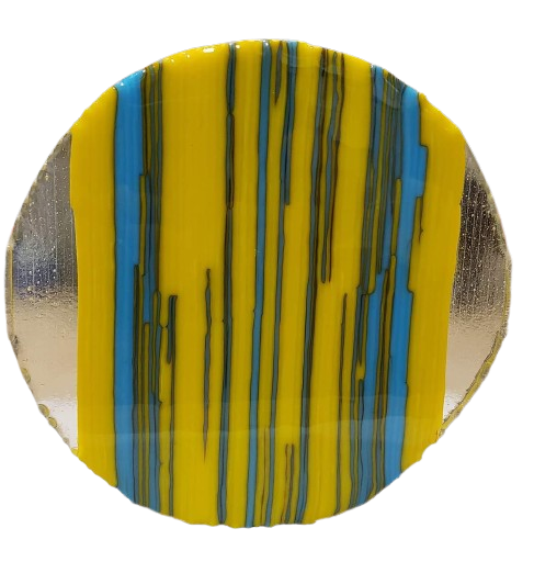 Bullseye Glascadia: Sunflower with Light Cyan Cascade Bullseye Sheet 30530E 3MM