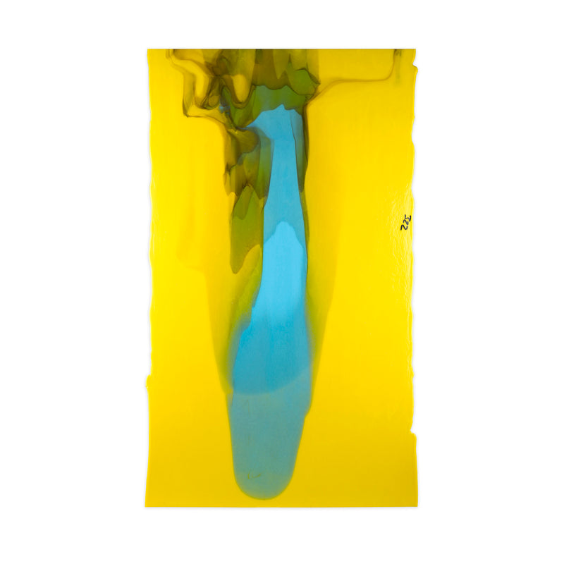 Bullseye Glascadia: Sunflower with Light Cyan Cascade Bullseye Half Sheet 30530E