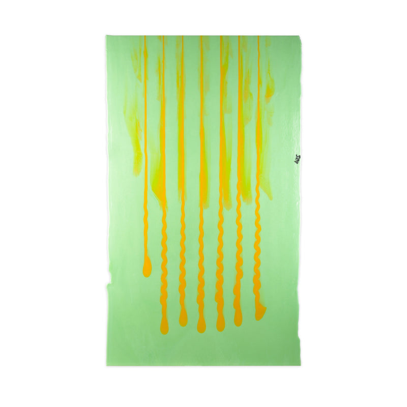 Bullseye Glascadia: Mint Green & Pumpkin Orange Squiggle Bullseye Half Sheet 30717A