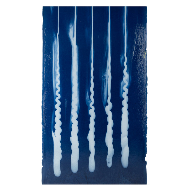 Bullseye Glascadia: Indigo Blue Opaque, Warm White Opaque Stripes Bullseye Sheet 40930A 3MM