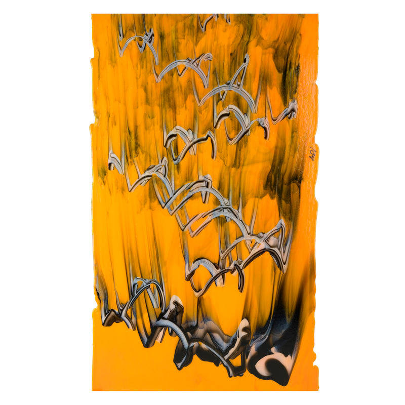 Bullseye Glascadia: Tangerine, White, Black Opaque Bullseye Sheet 41111A 3MM