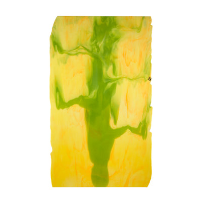 Bullseye Glascadia: Pumpkin Orange Opalescent with Pea Pod Green Opalescent Infusion Bullseye 3mm Sheet 51201A