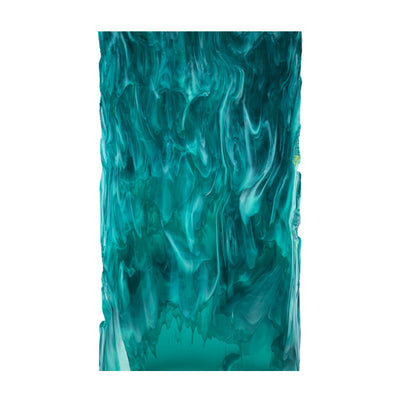 Bullseye Glascadia: Peacock Blue, Aquamarine Blue and White Streaky Bullseye 3mm Sheet 51209A
