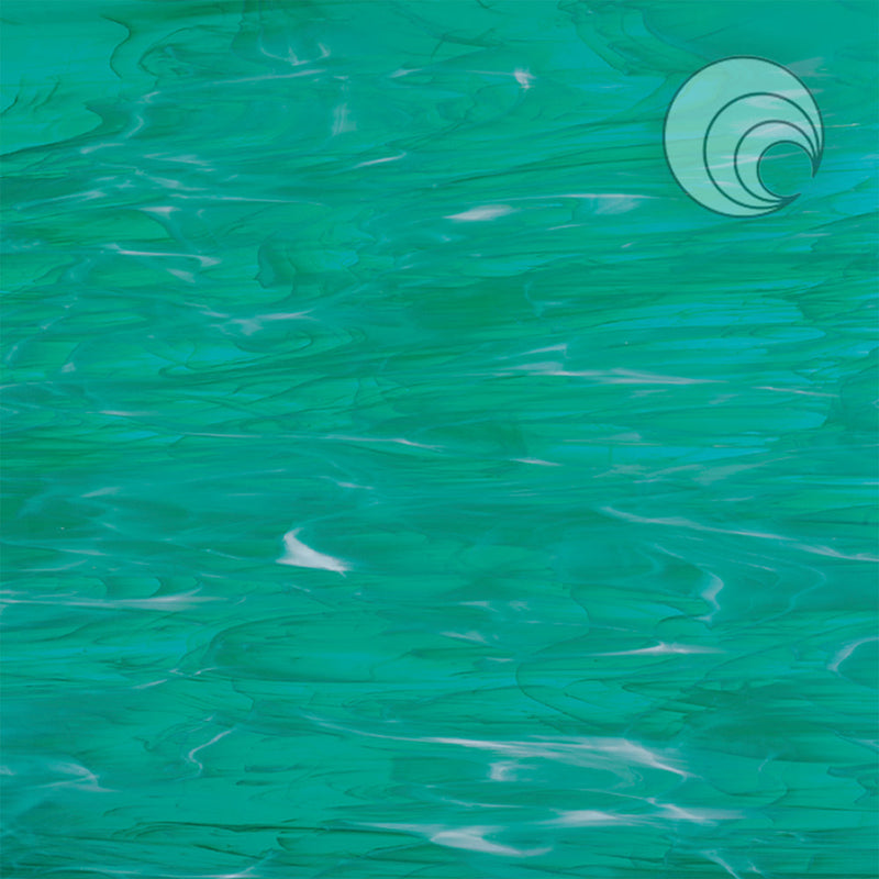 Teal Green, White Wispy Smooth Fusible Oceanside Sheet 823-92S-F