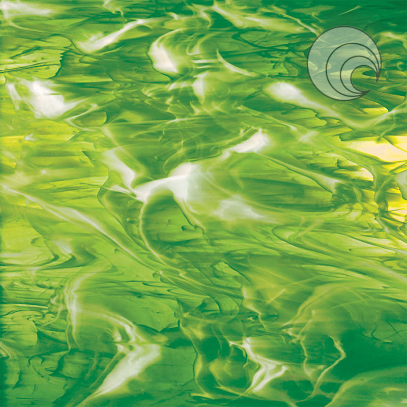 Moss Green, White Wispy Smooth Fusible Oceanside Sheet 826-92S-F
