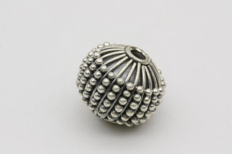 Decorative Ribbed Bead Sterling Silver