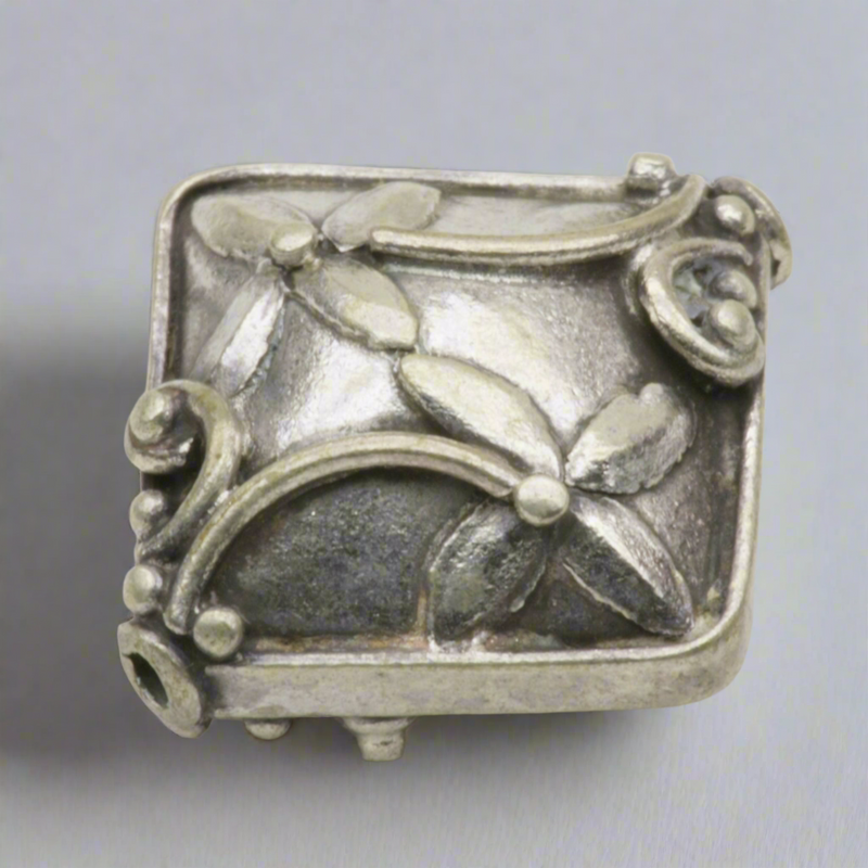 Diamond with Flower Bead Sterling Silver