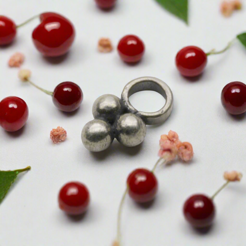 Cherry Dangle Charm Sterling Silver