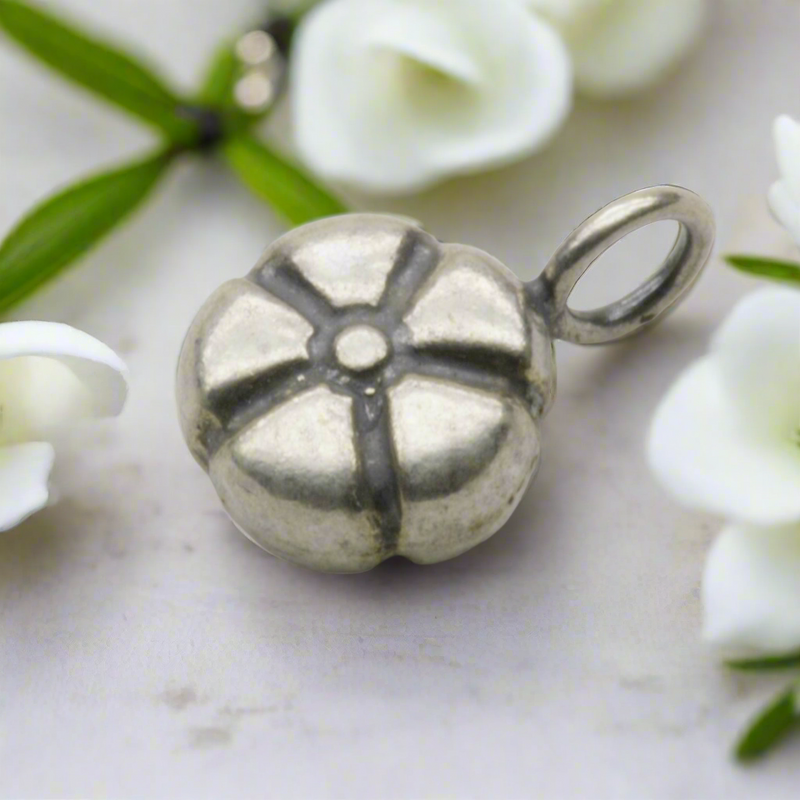 Flower Dangle Charm Sterling Silver