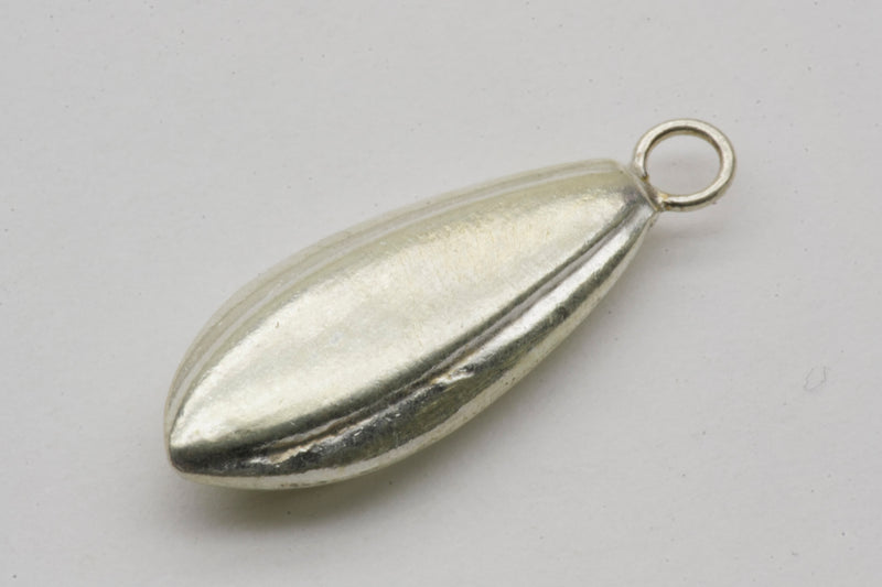 Polished Oval Drop Dangle Charm Sterling Silver