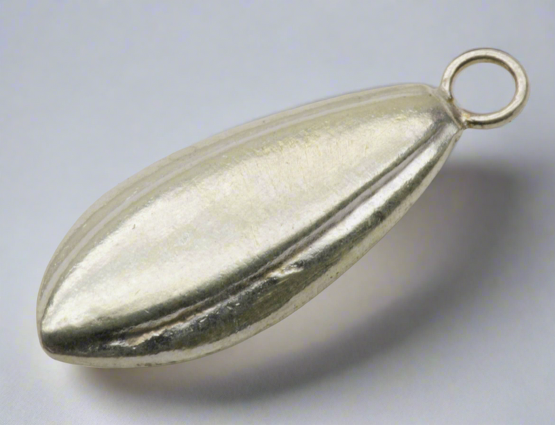 Polished Oval Drop Dangle Charm Sterling Silver