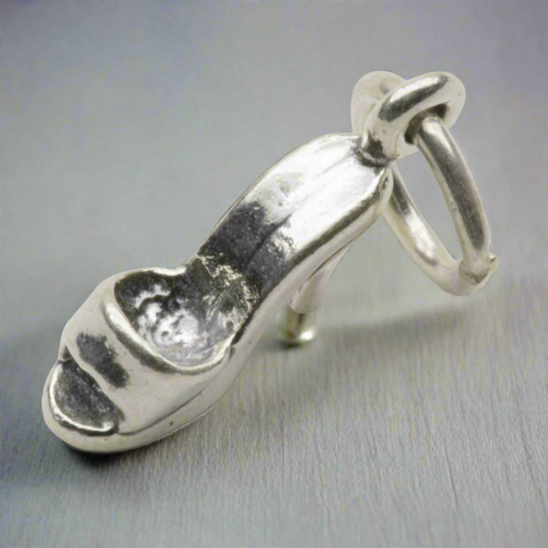 Cinderella Heel Dangle Charm Sterling Silver