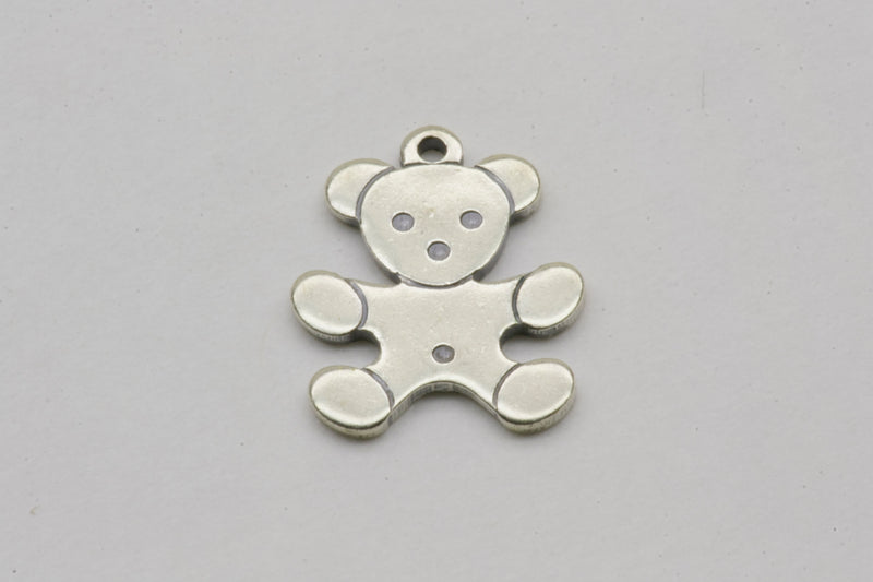 Teddy Bear Dangle Charm Sterling Silver