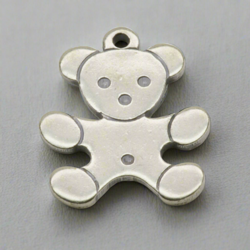 Teddy Bear Dangle Charm Sterling Silver