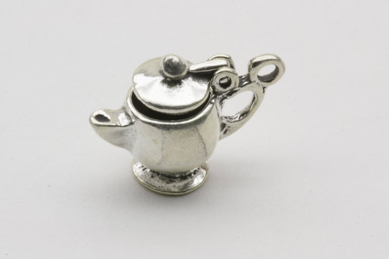 Classic Kettle Dangle Charm Sterling Silver