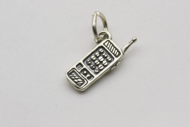 Classic Telephone Dangle Charm Sterling Silver