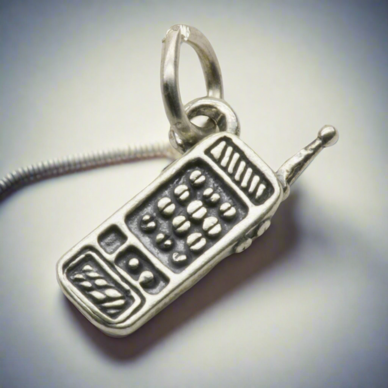 Classic Telephone Dangle Charm Sterling Silver