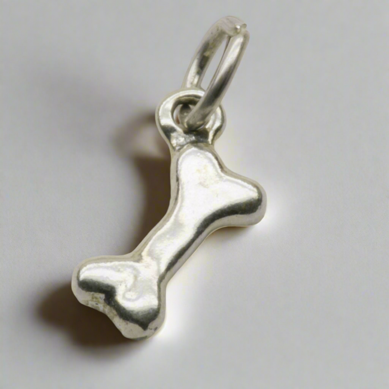 Dog Bone Dangle Charm Sterling Silver