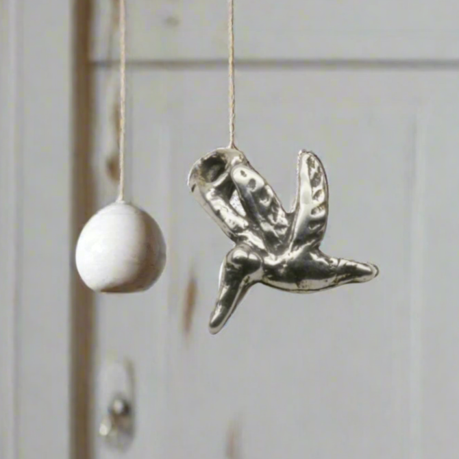 Humming Bird Soaring Dangle Charm Sterling Silver