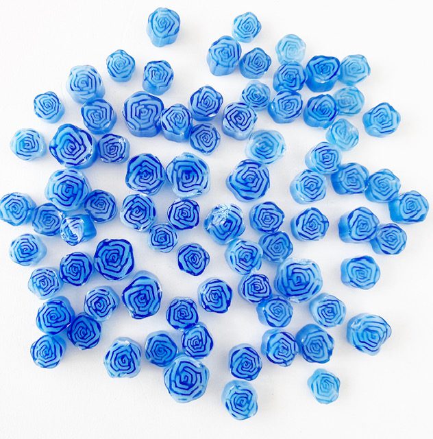 Blue Roses Flower Millefiori Murrine COE090