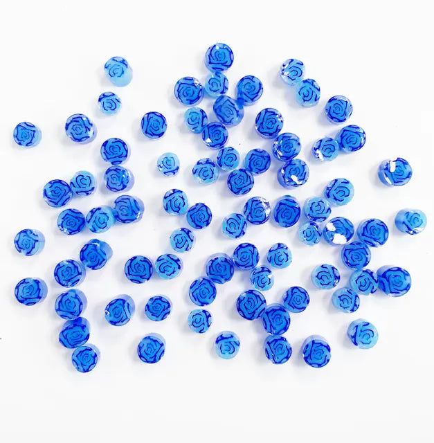 Blue Rose -  Large Flower Millefiori Murrine COE096