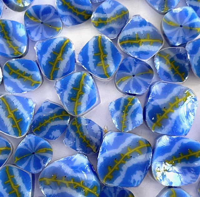 Blue and Yellow Bauble Christmas Millefiori Murrine COE096