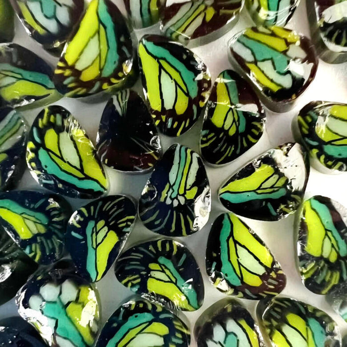 Green Peacock Butterfly Millefiori Murrine COE090