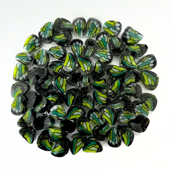 Green Peacock Butterfly Millefiori Murrine COE090