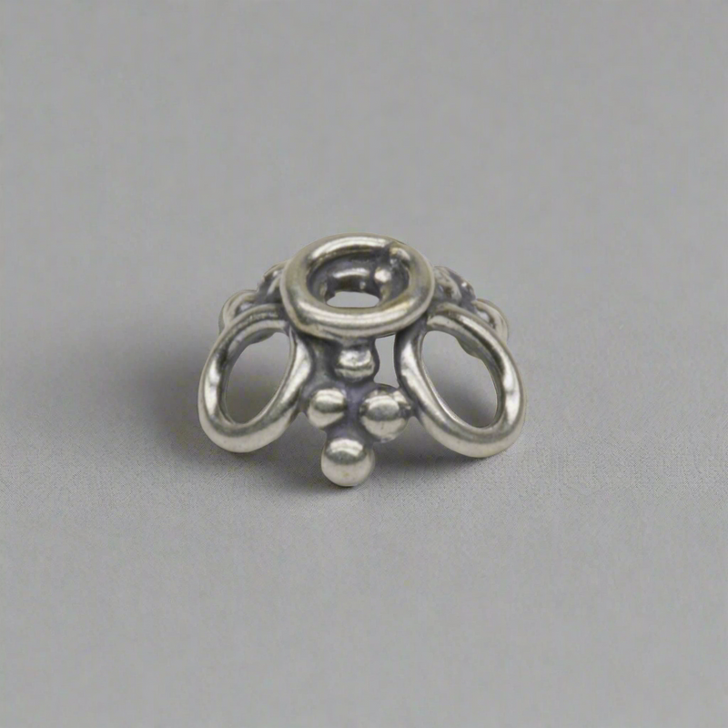 Sterling Silver Ring Loop Bali Bead Cap