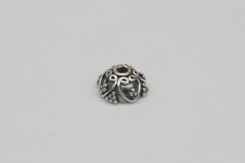 Sterling Silver Heart Wire Design Bali Bead Cap
